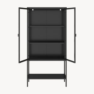 Vitrinekast Borshavisa staal 160x80x35 cm zwart [en.casa]