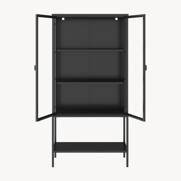 Vitrinekast Borshavisa staal 160x80x35 cm zwart [en.casa]