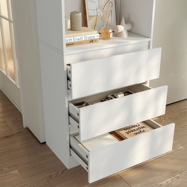 Boekenkast Les met 3 lades en open vakken 180x60x35 cm wit [en.casa]