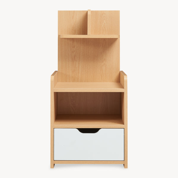 Nachtkastje Bordkak met opbergrek 75x35x30 cm eikenkleurig en wit [en.casa]
