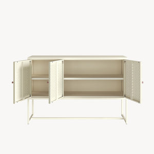 Commode Viitasaari 120 x 40 x 80 cm acier blanc crème [en.casa]
