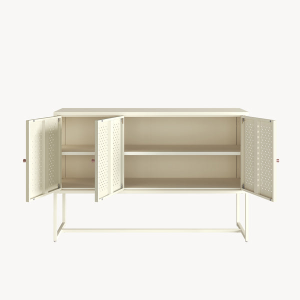 Commode Viitasaari 120 x 40 x 80 cm acier blanc crème [en.casa]
