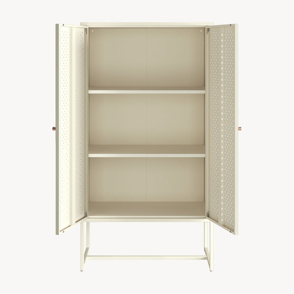 Armoire multifonctionnelle Viitasaari 150 x 80 x 40 cm acier blanc crème [en.casa]