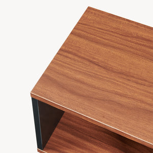Bijzettafel 'Trond' met 2 open vakken 50 x 33 x 29 cm Zwart/walnootlook