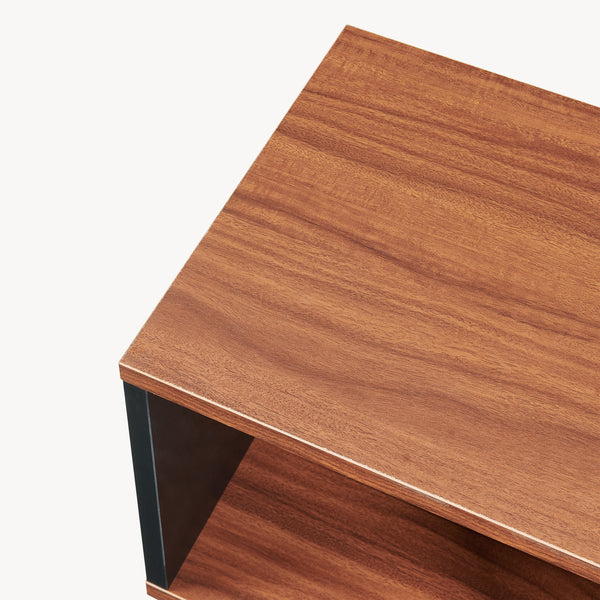 Bijzettafel 'Trond' met 2 open vakken 50 x 33 x 29 cm Zwart/walnootlook