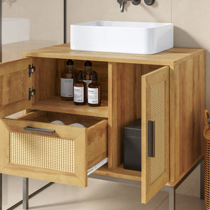 Wastafelonderkast Marhasa 60x60x40 cm Eikenlook/Zwart [en.casa]