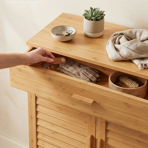Schoenenkast Aarela 67x66x34 cm Bamboe [en.casa]