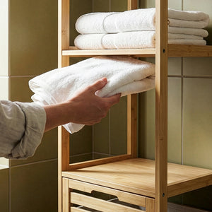 Badrek met wasmand Anun 130x36x33 cm bamboe houtkleurig [en.casa]