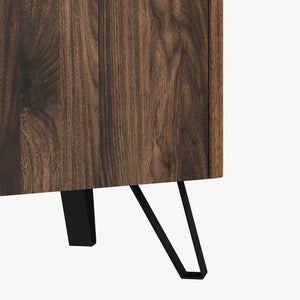 Commode Trorlon 83x80x40 cm aspect noyer/travertin [en.casa]