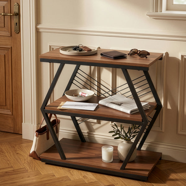 Bijzettafel Nolarg 65x30x61 cm Zwart/Walnootlook [en.casa]
