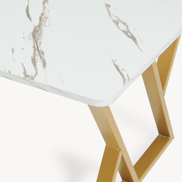 Salontafel Nolu 120x60x46 cm Goudkleurig/Marmerlook, wit [en.casa]