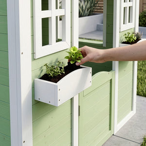 Maison de jeu pour enfants Kuoldsvin Bois de sapin 144x102x90 cm Vert/Blanc [en.casa]