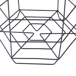 Lot de 2 paniers en métal Hørsholm avec plateau amovible hexagonal noir / effet bois [en.casa]
