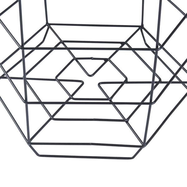 Lot de 2 paniers en métal Hørsholm avec plateau amovible hexagonal noir / effet bois [en.casa]