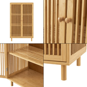 Armoire basse Grong bambou 110 x 66 x 40 cm naturel [en.casa]
