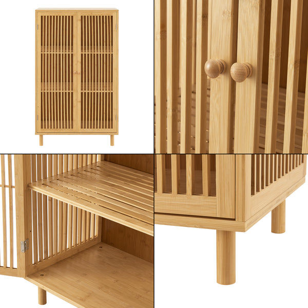 Armoire basse Grong bambou 110 x 66 x 40 cm naturel [en.casa]
