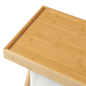 Table de pique-nique Hattfjelldal bambou polyester 53 x 48 x 32 cm naturel crème noir [en.casa]