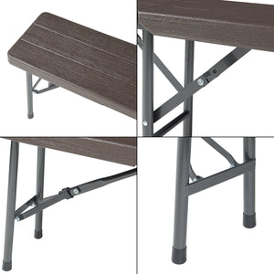 Lot de 2 bancs de camping pliables Lillestrøm 180 x 25 x 43 cm effet bois marron foncé [en.casa]