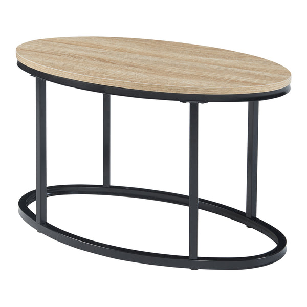 Lot de 2 tables basses gigognes Niederlande de tailles différentes noir effet chêne [en.casa]