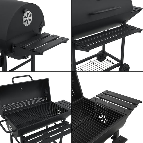 Chariot de barbecue au charbon de bois Armento 95 x 108 x 61 cm noir casa.pro