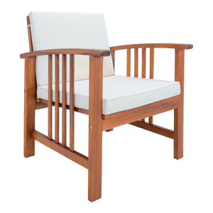 Salon de jardin 4 pièces Brissogne bois d'acacia naturel beige Certifié FSC® [en.casa]