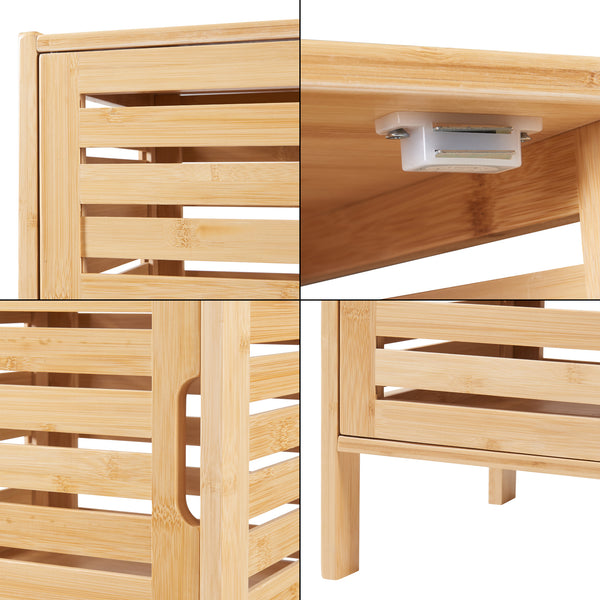 Meuble colonne de salle de bain Boksereys bambou 180 x 35 x 35 cm [en.casa]