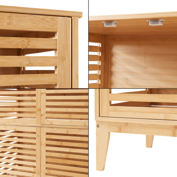 Armoire de salle de bain Raurgela bambou 180 x 80 x 40 cm naturel [en.casa]