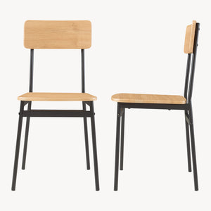 Eetkamerset Pollenev 5-delig eikenkleurig en zwart [en.casa]