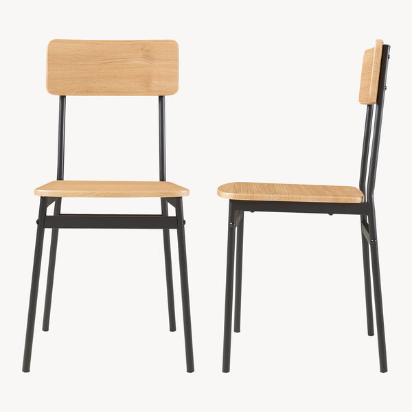 Eetkamerset Pollenev 5-delig eikenkleurig en zwart [en.casa]