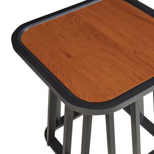 Table d'appoint Burgess 51 x 51 x 51 cm noir / effet noyer [en.casa] 