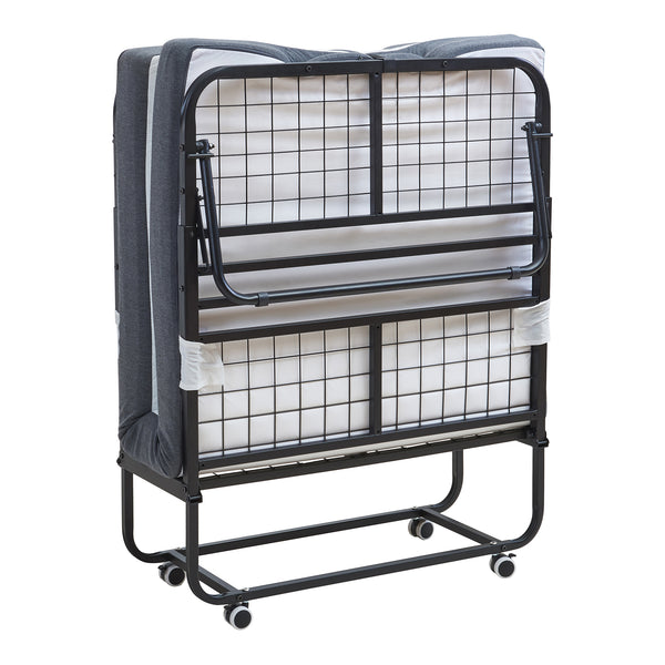 Opklapbed Borjavle 90x200 cm met traagschuim matras zwart grijs en wit [en.casa]