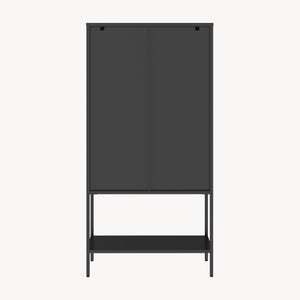 Vitrinekast Borshavisa staal 160x80x35 cm zwart [en.casa]