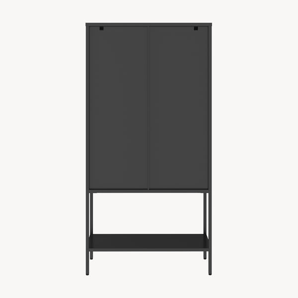 Vitrinekast Borshavisa staal 160x80x35 cm zwart [en.casa]