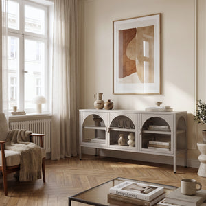 Dressoir Klippestad vitrinekast 118x35x55 cm camel [en.casa]
