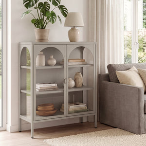 Dressoir Klippestad vitrinekast 95x80x35 cm camel [en.casa]