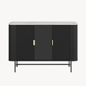 Buffet Olvehok 110 x 40 x 77 cm effet marbre noir [en.casa]