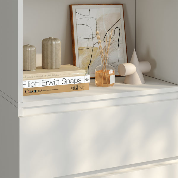 Boekenkast Les met 3 lades en open vakken 180x60x35 cm wit [en.casa]