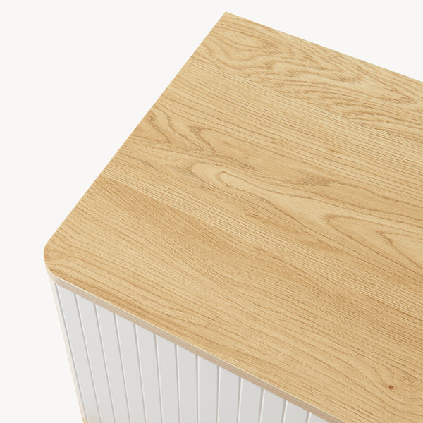 Nachtkast Ferrersp 50x40x40 cm eikenkleurig havermout en naturel [en.casa]