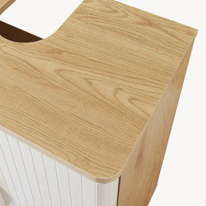 Wastafelonderkast Ferrersp 80x60x35 cm eikenkleurig havermout en naturel [en.casa]