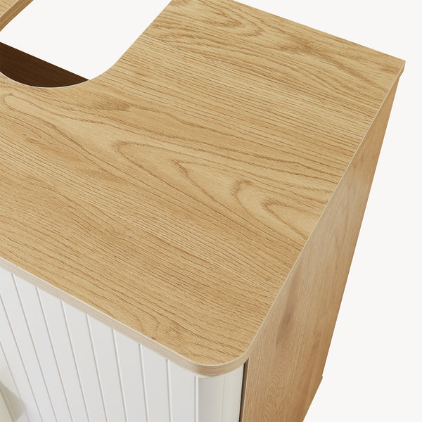 Wastafelonderkast Ferrersp 80x60x35 cm eikenkleurig havermout en naturel [en.casa]