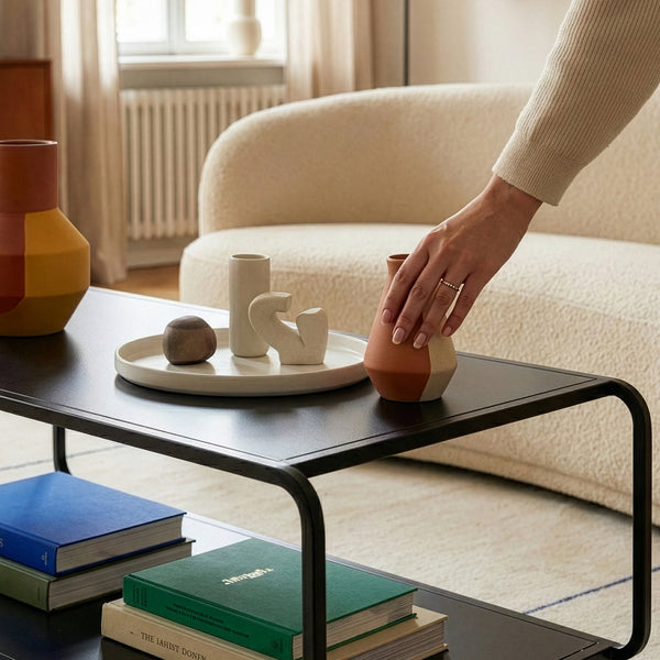 Table basse Færder acier 115 x 50 x 45 cm noir mat [en.casa]