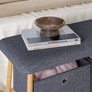 Banc à chaussures Vad bambou 90 x 30 x 45 cm naturel gris [en.casa]