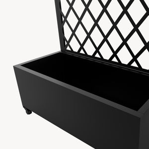 Cloison de séparation avec bac à fleurs Malja acier galvanisé 190 x 82 x 38 cm noir [casa.pro]