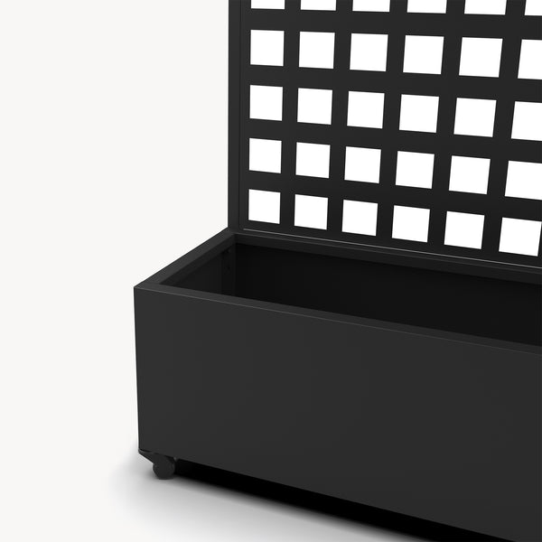 Cloison Toma avec bac à fleurs sur roulettes acier 190 x 82 x 38 cm noir casa.pro 
