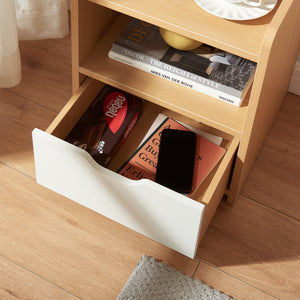 Table de chevet Bordkak 45 x 36 x 34 cm effet chêne blanc [en.casa]