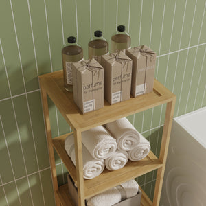 Badrek met wasmand Anun 130x36x33 cm bamboe houtkleurig [en.casa]