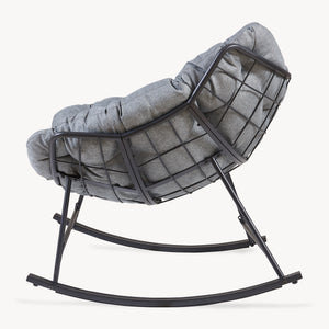 Schommelstoel Villeneuve 85x90x91 cm Zwart/Grijs [en.casa]