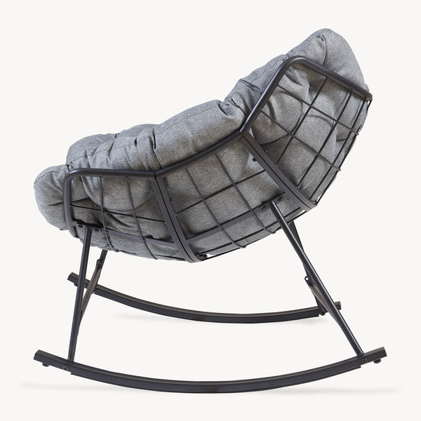 Schommelstoel Villeneuve 85x90x91 cm Zwart/Grijs [en.casa]