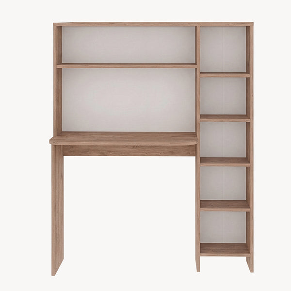 Bureau Onega met opbergrek 143x114x40 cm houtkleurig [en.casa]