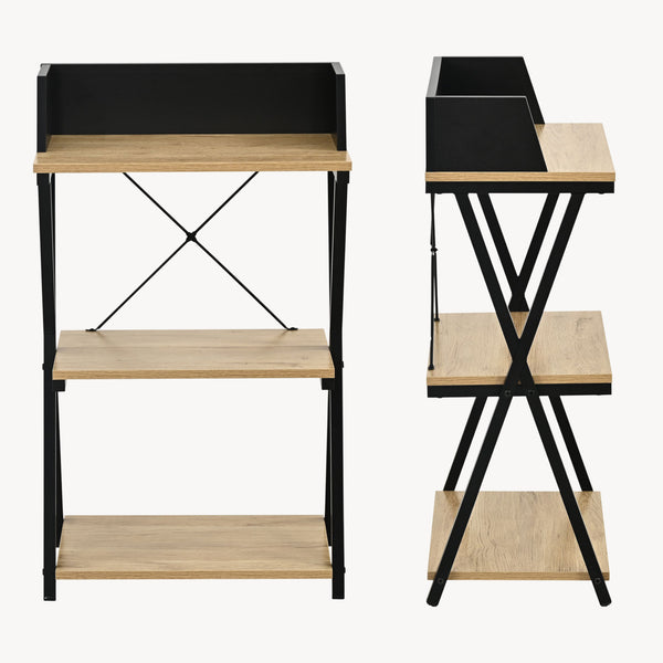 Staande plank Kappespoo 84x50x30 cm Zwart/Eikenlook [en.casa]